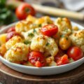 Bloemkool, aardappel & tomaten gratin