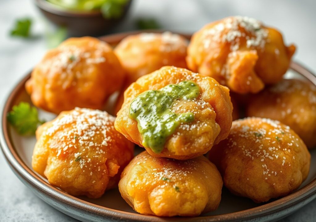 Bloemkoolbeignets met salsa verde, AI-gegenereerde illustratie