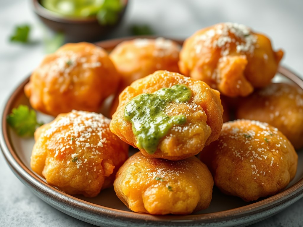 Bloemkoolbeignets met salsa verde, AI-gegenereerde illustratie