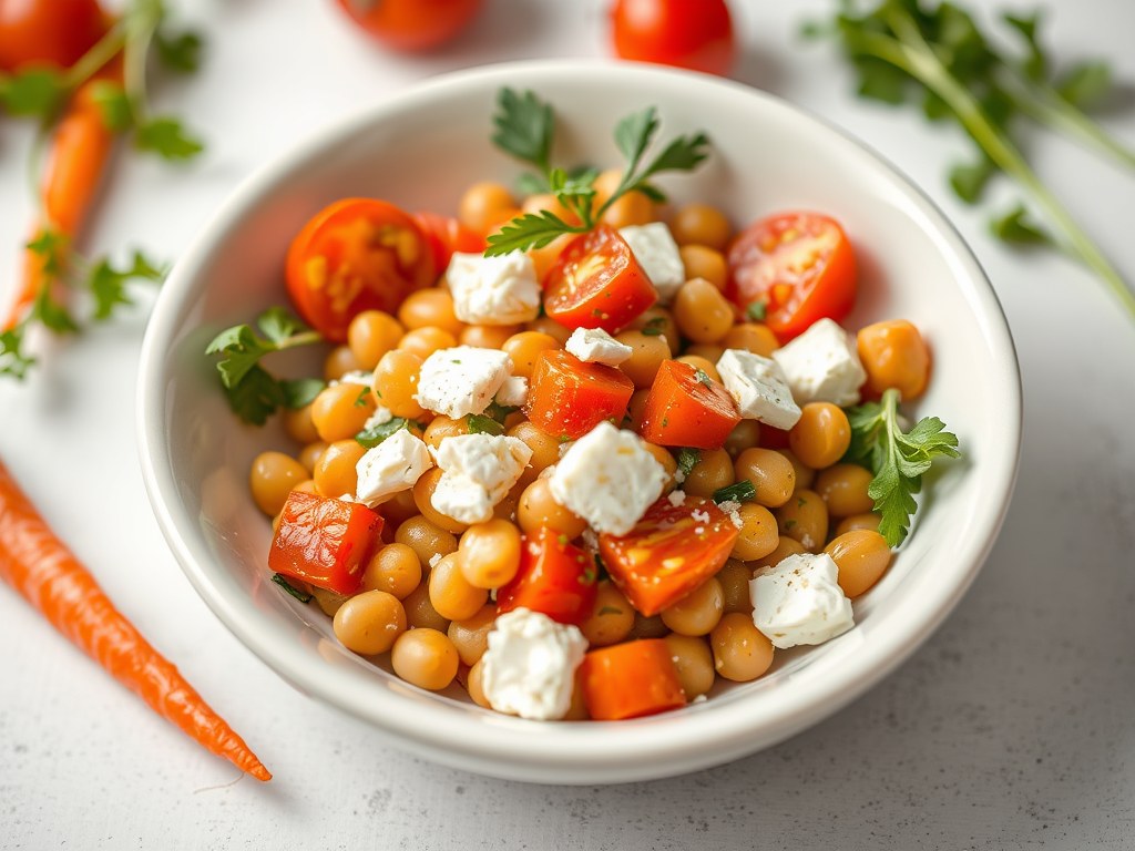 Bonensalade met feta, AI-gegenereerde illustratie