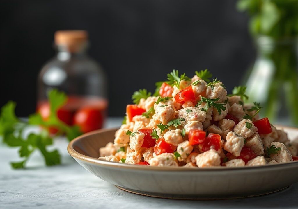 Boterhamsalade: tonijnsalade, AI-gegenereerde illustratie