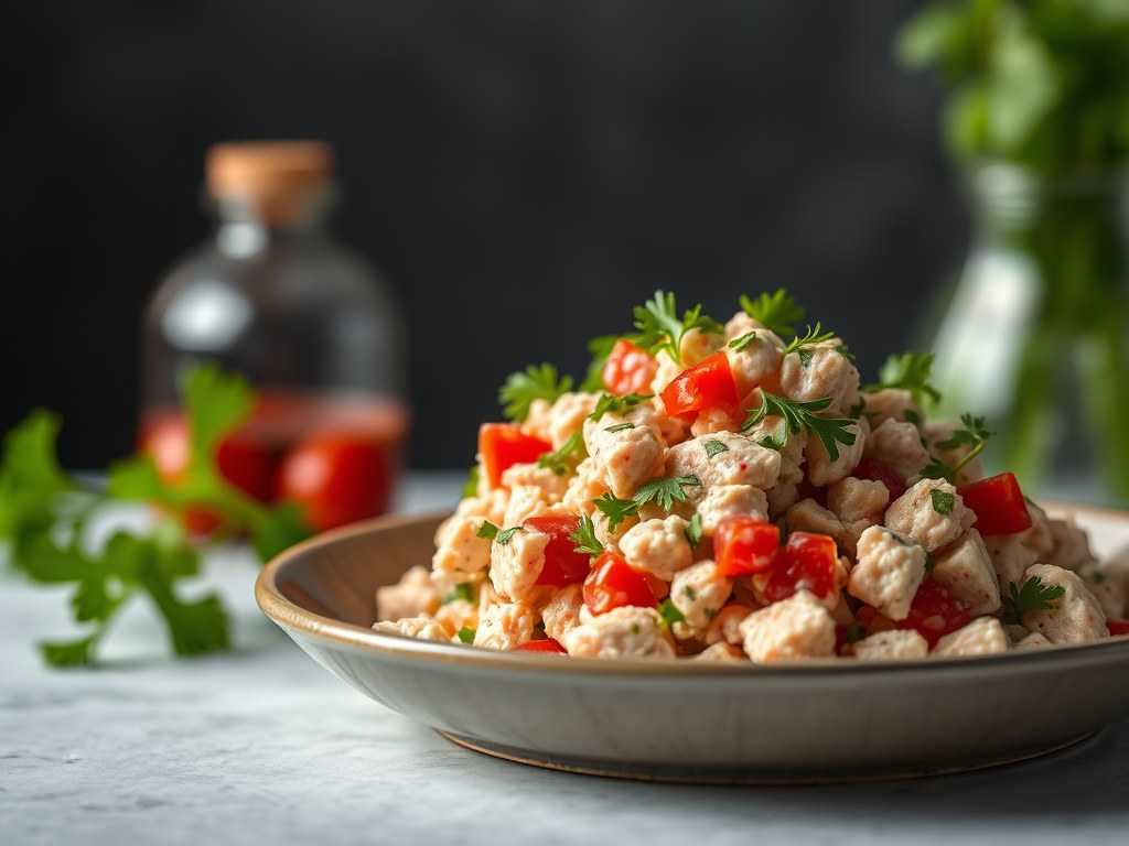 Boterhamsalade: tonijnsalade, AI-gegenereerde illustratie