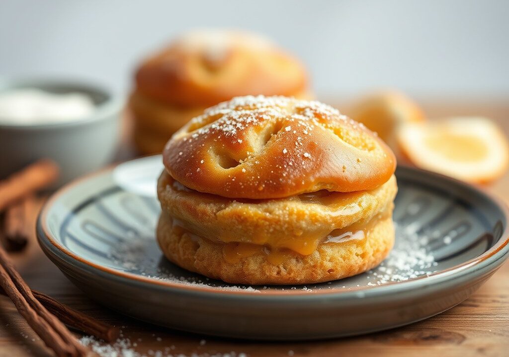 Boterkoek walnoot-caramelvulling — AI-gegenereerde illustratie