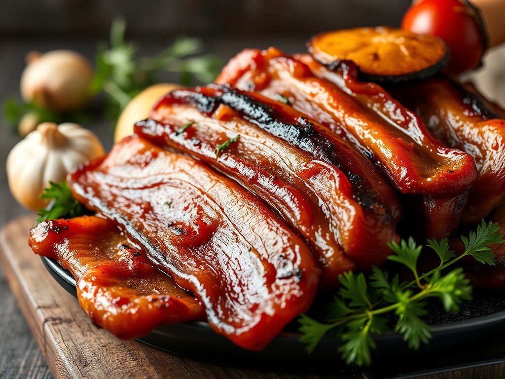 Braai van Varkensrib met Bot-Zwoerd-Spek, AI-gegenereerde illustratie