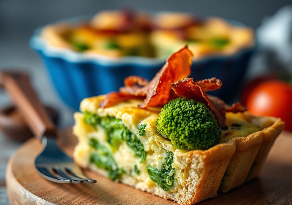 Broccoli-rookworst-quiche — AI-gegenereerde illustratie