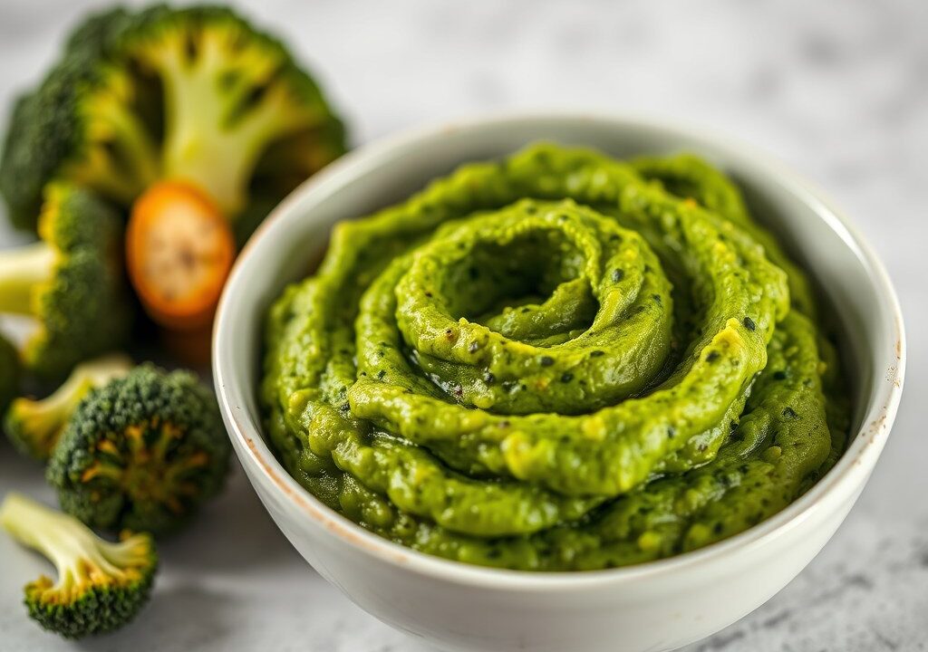 Broccolipuree puur, AI-gegenereerde illustratie