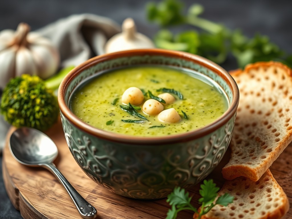 Broccolisoep met hennepzaad, AI-gegenereerde illustratie
