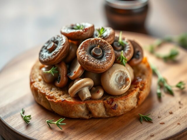 Broodje Leerdammer met champignons — AI-gegenereerde illustratie
