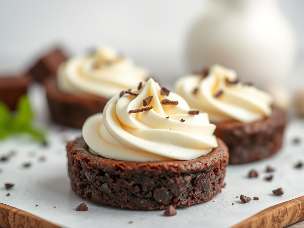 Browniekoekjes met pindacreme, AI-gegenereerde illustratie
