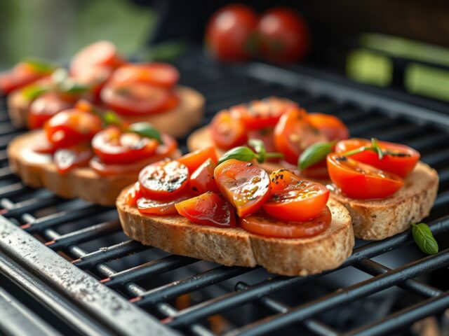 Bruschetta op de barbecue — AI-gegenereerde illustratie
