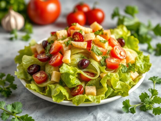 Caesar’s salade (simpele vorm) — AI-gegenereerde illustratie