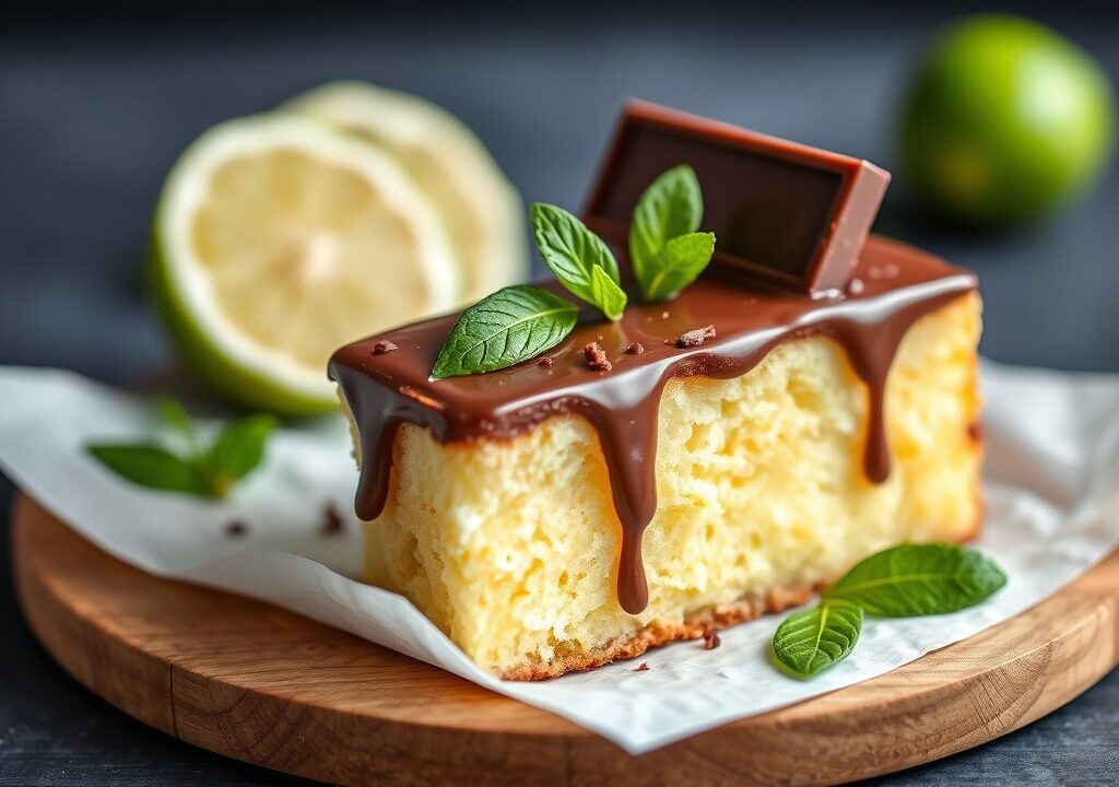 Cake met limoen — AI-gegenereerde illustratie