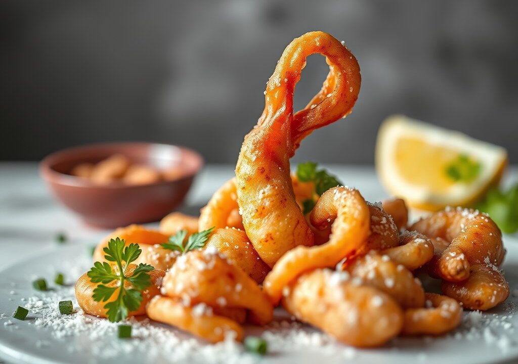Calamares fritos, estilo andaluz (opm), AI-gegenereerde illustratie