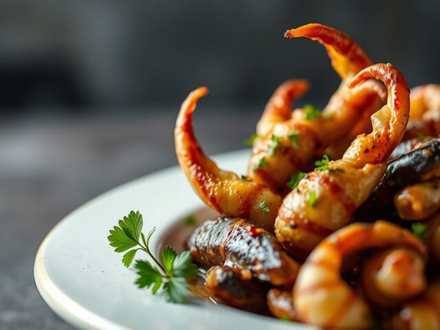 Calamares rebozados (in bierbeslag) — AI-gegenereerde illustratie
