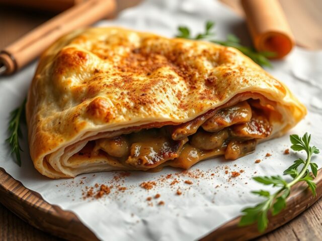 Calzone met shoarma — AI-gegenereerde illustratie
