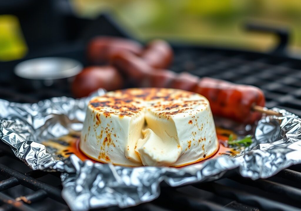 Camembert van de bbq, AI-gegenereerde illustratie