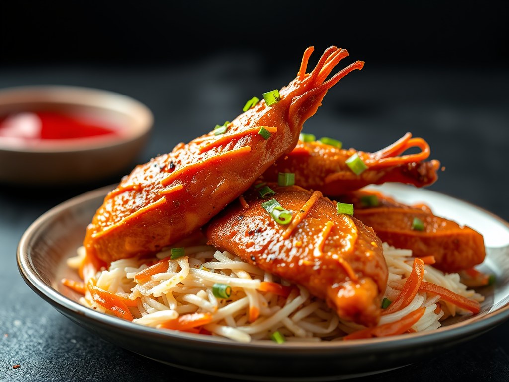 Canard à l’Orange op Chinese Wijze, AI-gegenereerde illustratie