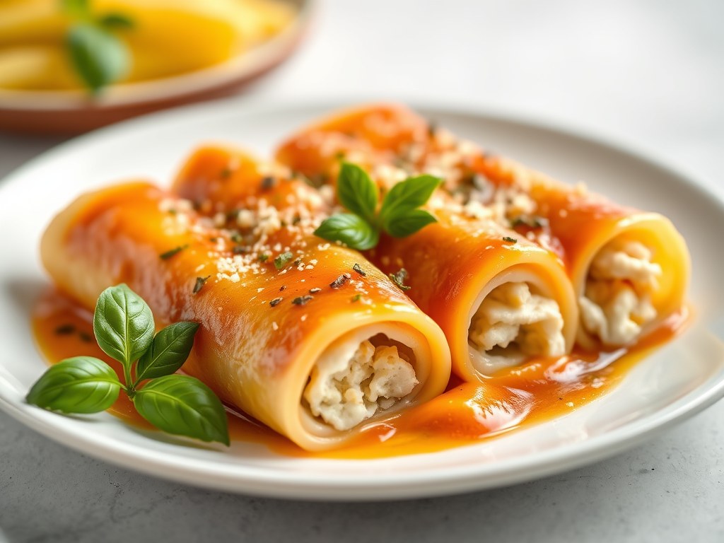 Cannelloni met Ricotta en Kip, AI-gegenereerde illustratie