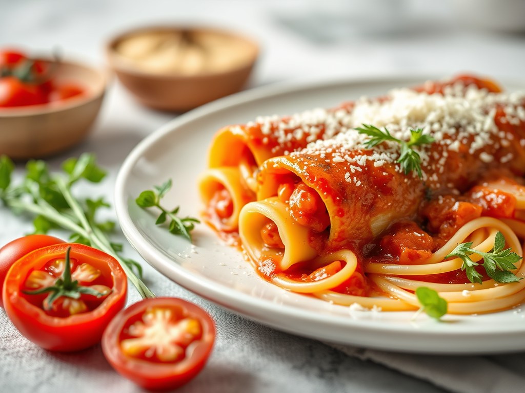 Cannelloni met spinazievulling, AI-gegenereerde illustratie