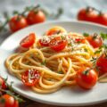 Cappellini met ansjovis, olijven en tomaten
