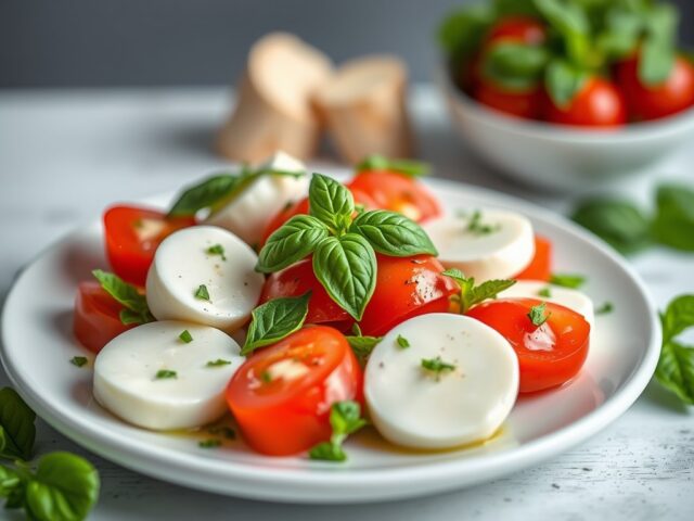 Caprese salade met ansjovis — AI-gegenereerde illustratie