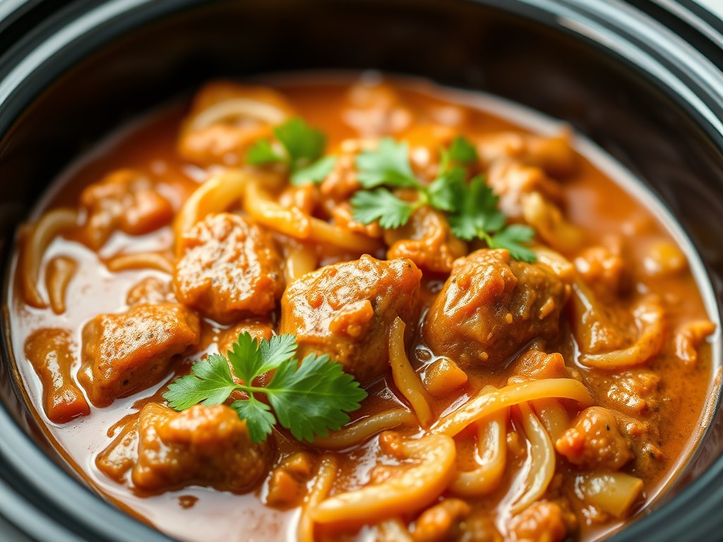 Carbonade op West Indische Wijze uit de Slow Cooker, AI-gegenereerde illustratie