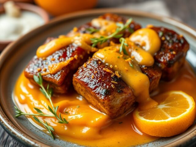 Carbonades met Sinaasappelsaus — AI-gegenereerde illustratie