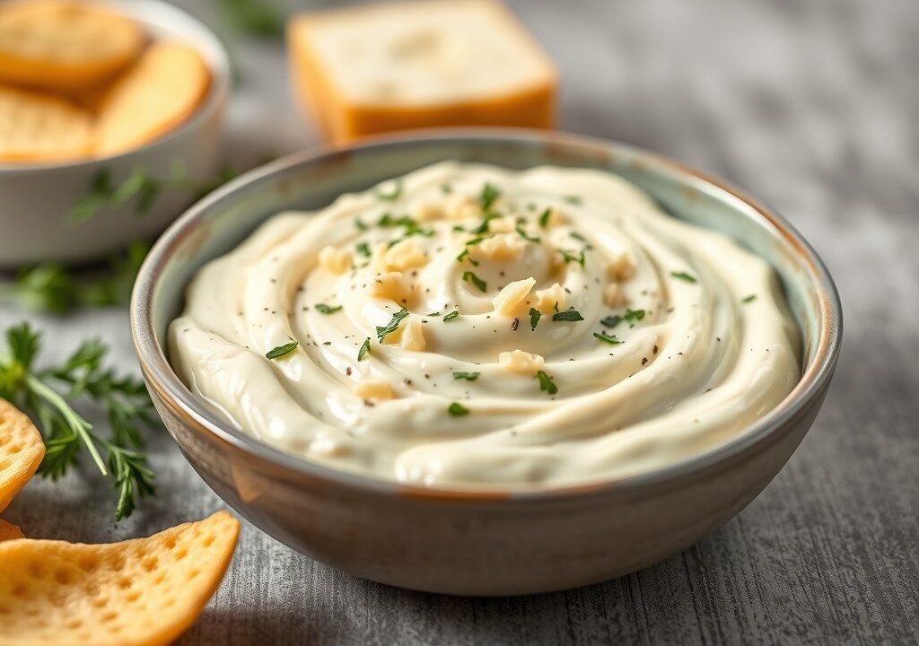 Carbonara dip — AI-gegenereerde illustratie