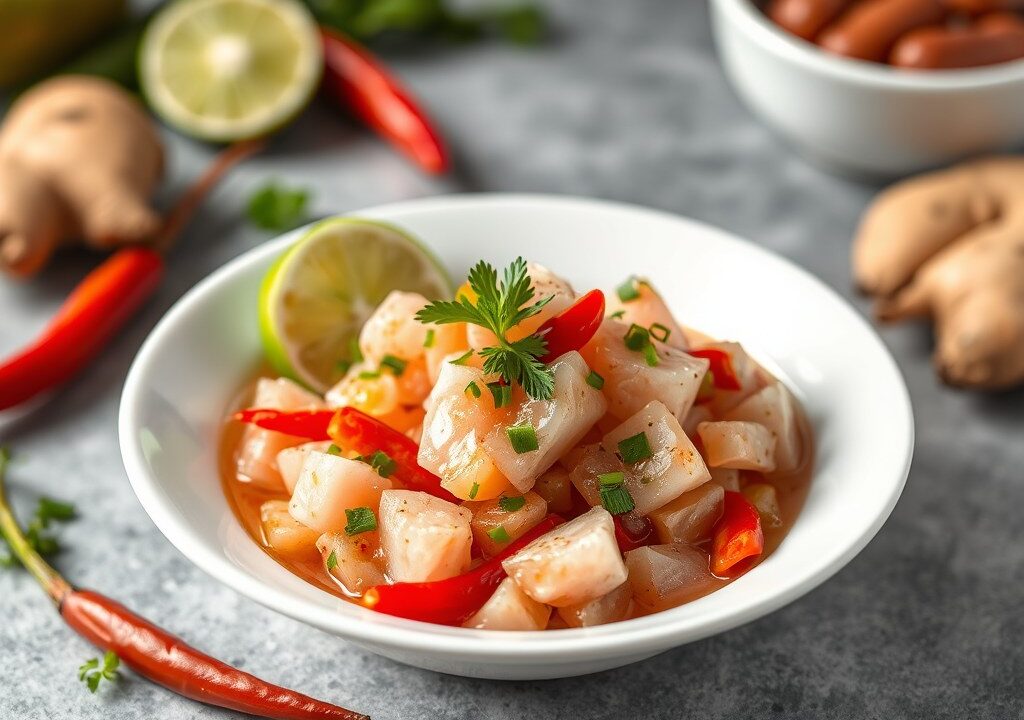 Ceviche van kabeljauw — AI-gegenereerde illustratie
