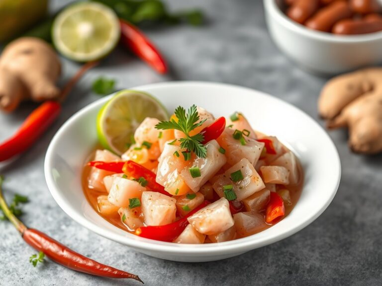 Ceviche van kabeljauw — AI-gegenereerde illustratie