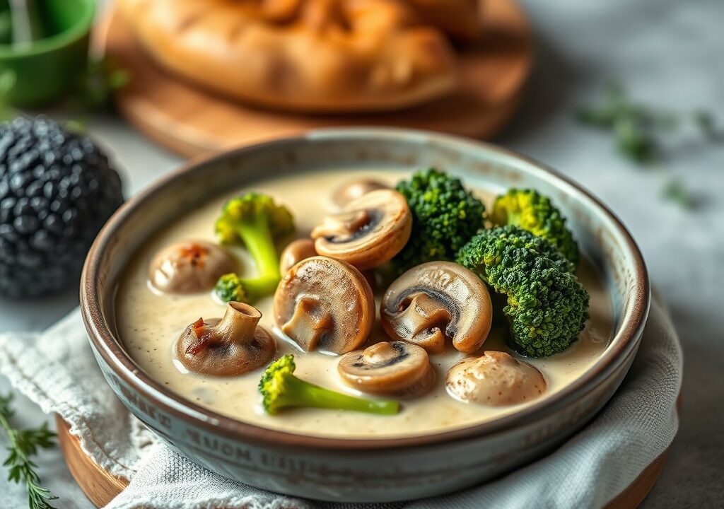 Champignon-Broccoliesoep — AI-gegenereerde illustratie