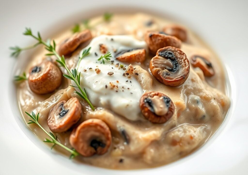 Champignonragout, AI-gegenereerde illustratie