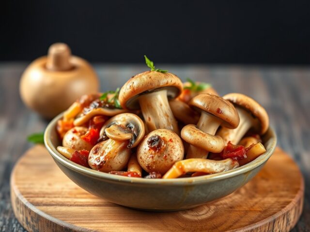 Champignons in een Jasje — AI-gegenereerde illustratie