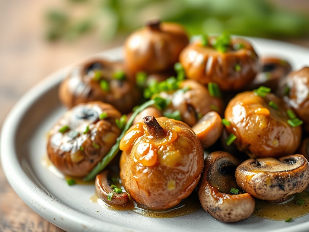 Champignons met vinaigrette, AI-gegenereerde illustratie