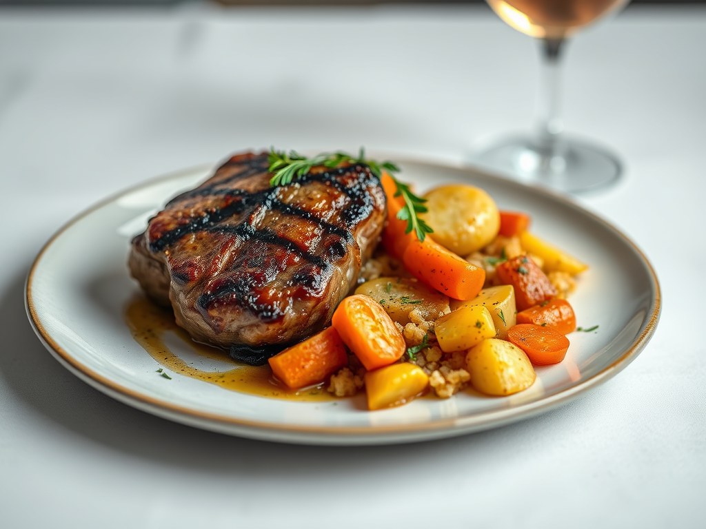 Chateaubriand met aardappelrösti, AI-gegenereerde illustratie