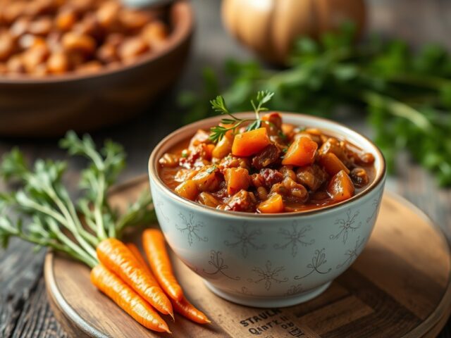 Chili nr. 3: met wortels en gehakt onder een kapje — AI-gegenereerde illustratie
