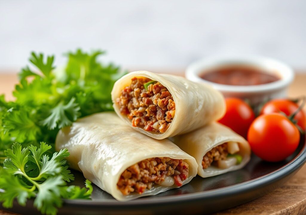 Chinese koolrolletjes met gehakt, AI-gegenereerde illustratie