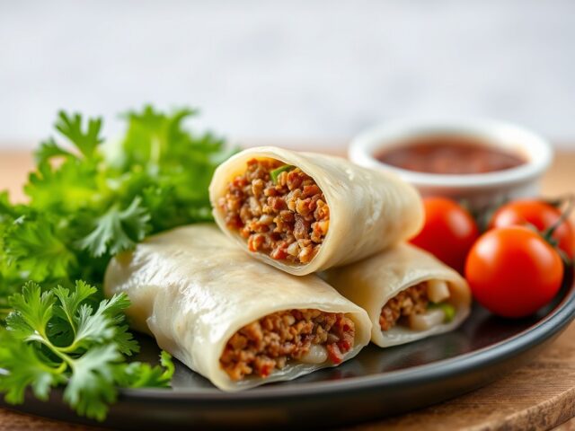 Chinese koolrolletjes met gehakt — AI-gegenereerde illustratie