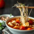 Chinese Tomatensoep met Kip, Taugé en stukjes Omelet