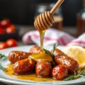 Chipolata’s met kerstomaten, honing en rozemarijn