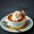 Chocolade crème brûlée met vanille ijs