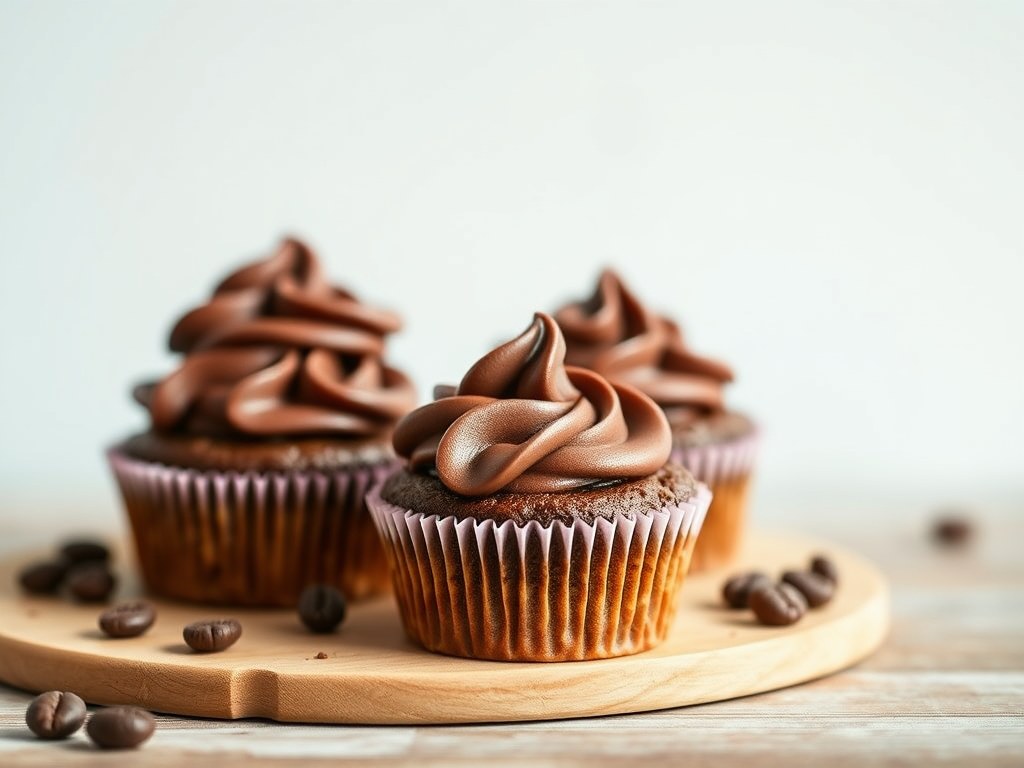 Chocolade-koffietaartjes, cupcake-stijl, AI-gegenereerde illustratie