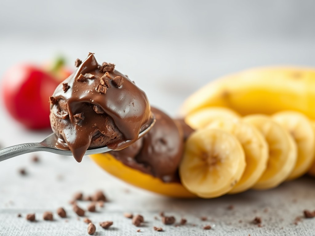 Chocoladebananen op een stokje als versnapering, AI-gegenereerde illustratie