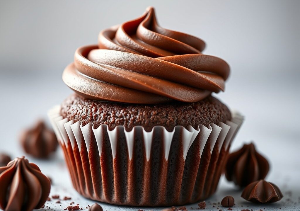 Chocoladecupcake — AI-gegenereerde illustratie