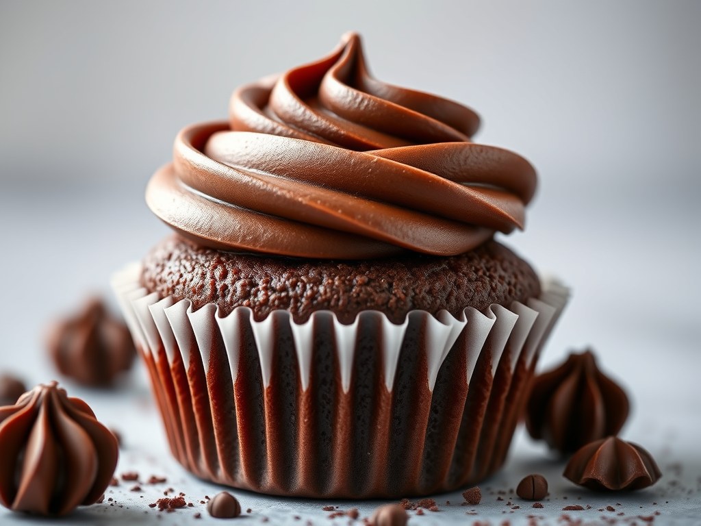 Chocoladecupcake, AI-gegenereerde illustratie