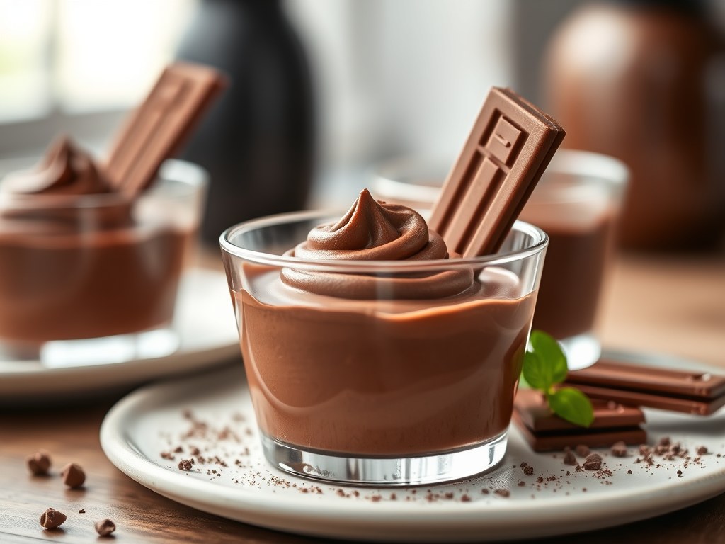 Chocolademousse, AI-gegenereerde illustratie