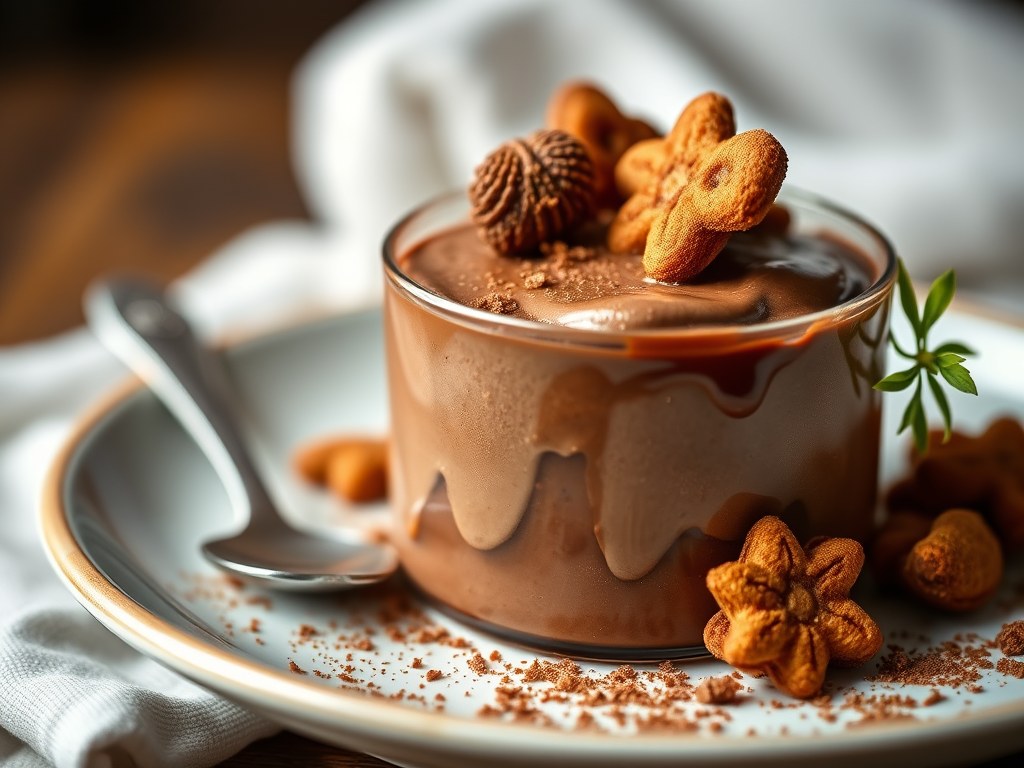 Chocolademousse met Hasseltse speculaas, AI-gegenereerde illustratie