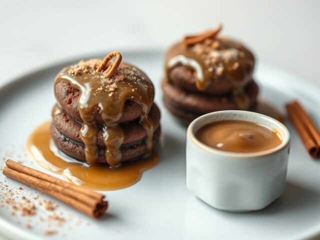 Chocoladesouffleetjes met kaneelsaus — AI-gegenereerde illustratie