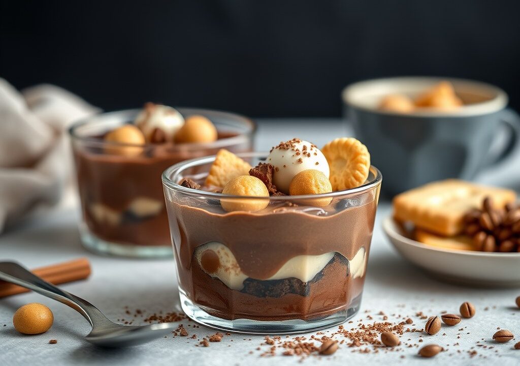 Chocoladestronk met kastanjes en kersen, AI-gegenereerde illustratie