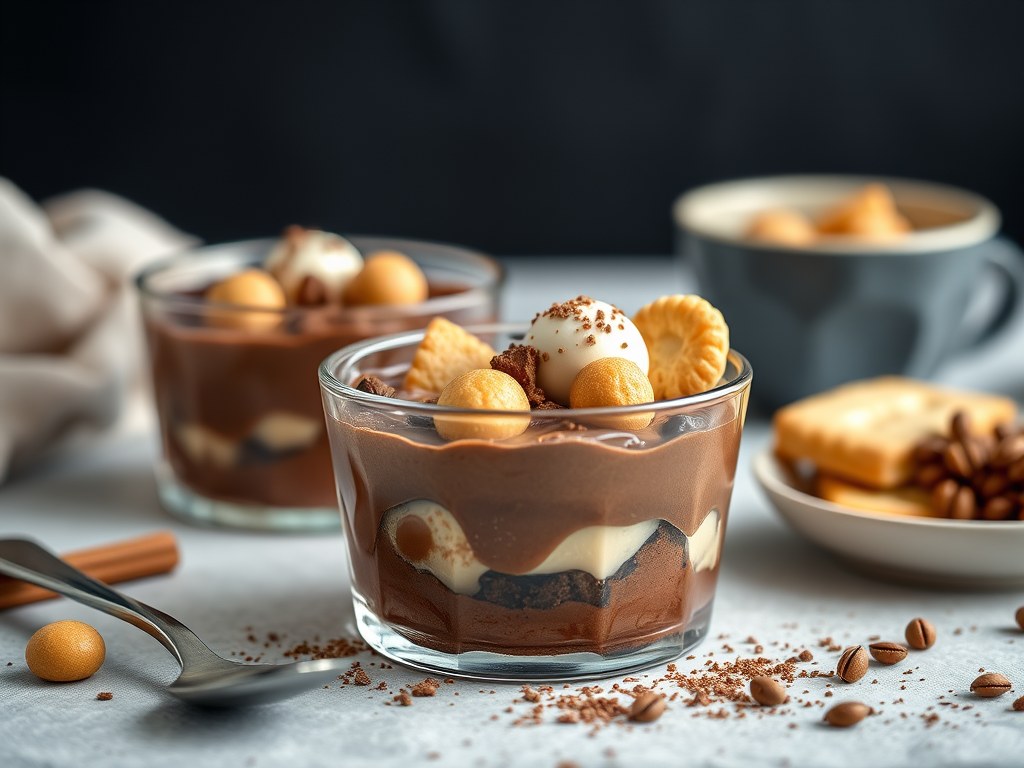 Chocoladestronk met kastanjes en kersen, AI-gegenereerde illustratie
